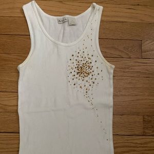 White tank top with beaded detail